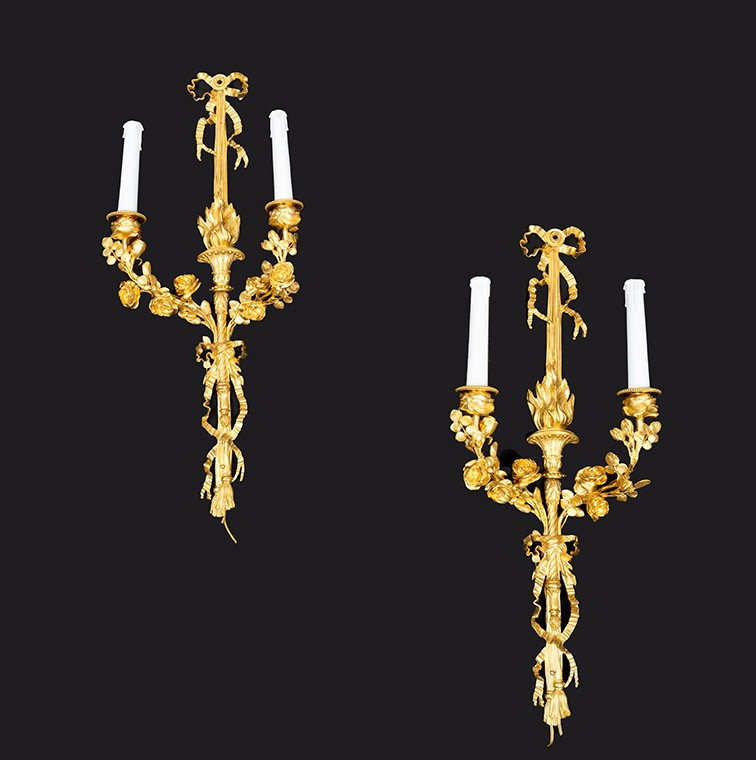 Pair Of Napoleon III-style Gilt Bronze Wall Sconces Dating From The Second Half Of The 19th Century.