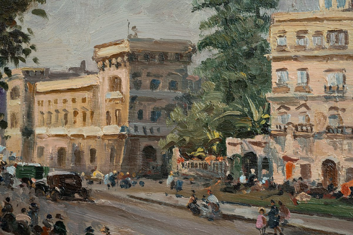 Tableau ancienne  Huile sur toile  Signé De Corsi. Naples XIXe siècle.-photo-3