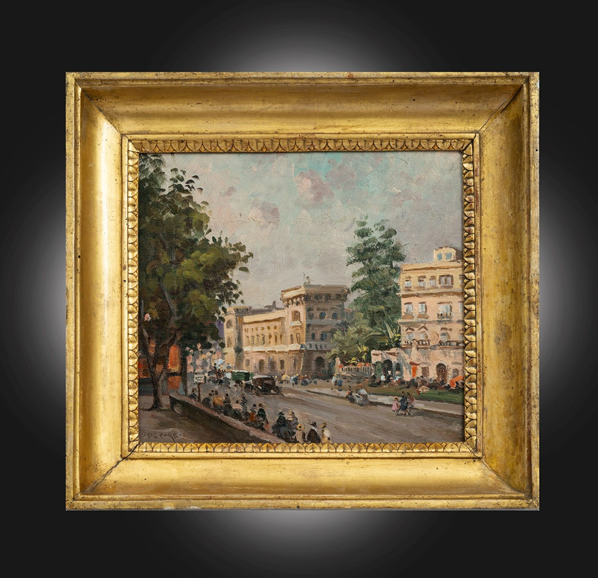 Tableau ancienne  Huile sur toile  Signé De Corsi. Naples XIXe siècle.