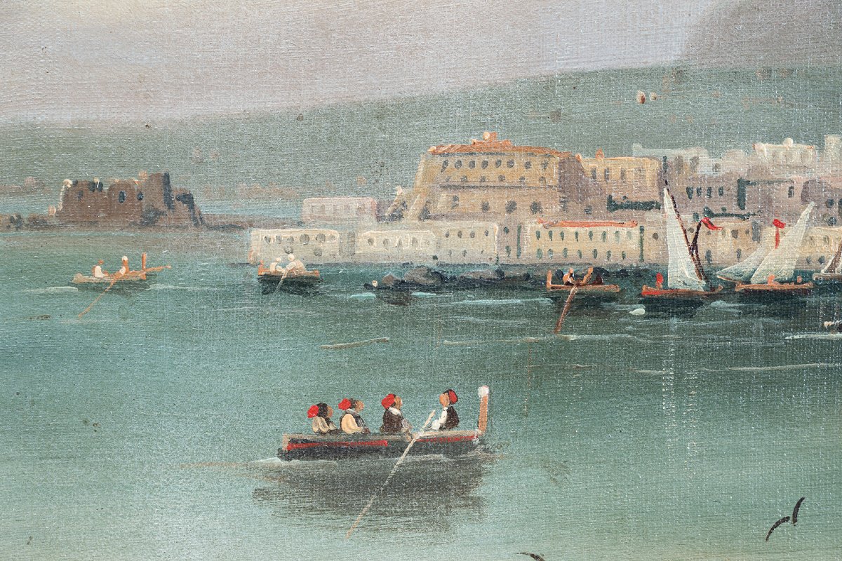 Tableau ancienne huile sur toile Naples. XIXe siècle.-photo-3