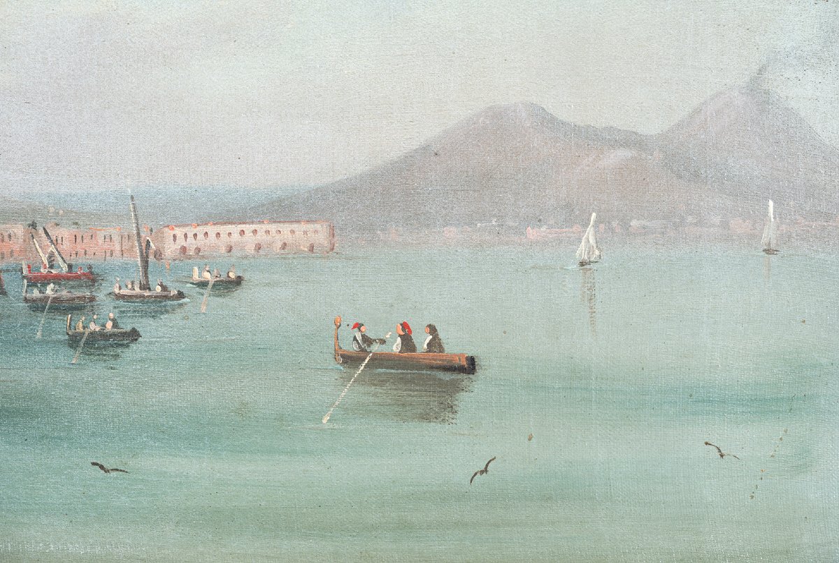 Tableau ancienne huile sur toile Naples. XIXe siècle.-photo-4