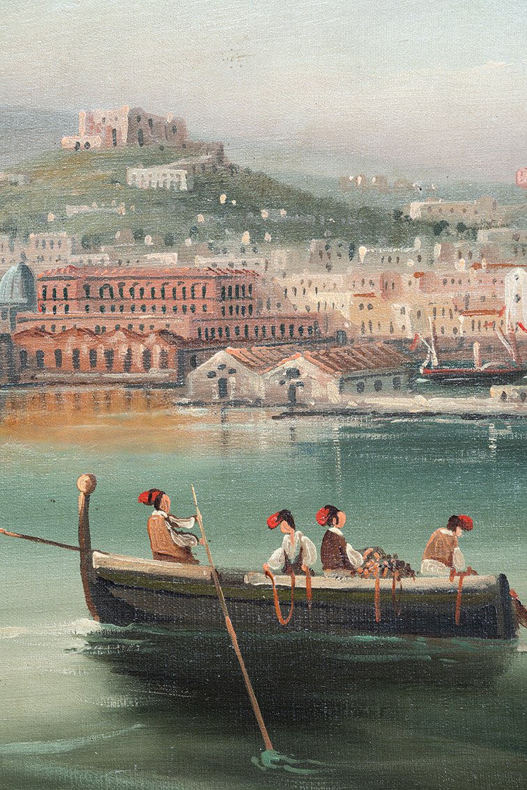Tableau ancienne huile sur toile Naples. XIXe siècle.-photo-3