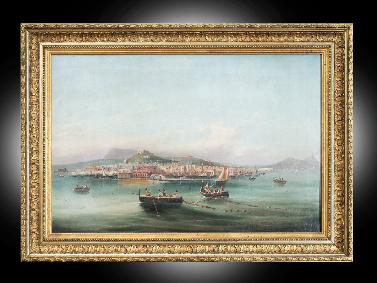 Tableau ancienne huile sur toile Naples. XIXe siècle.