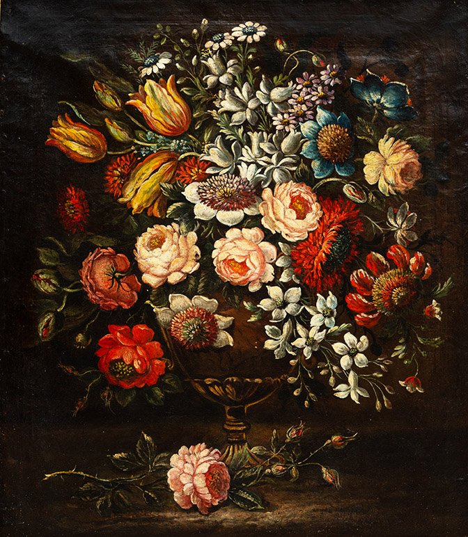 Antique Oil Painting On Canvas With A 19th-century Gilded Wooden Frame.-photo-2