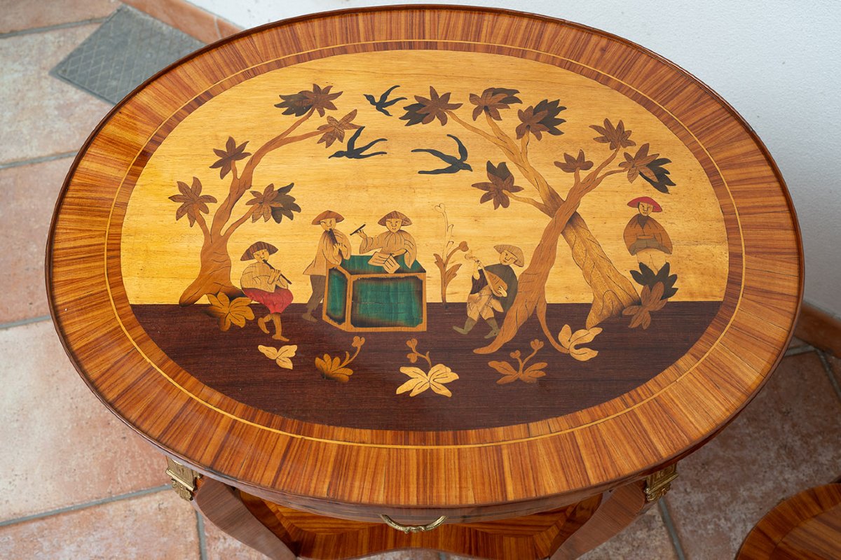 Paire de tables basses françaises anciennes, début du XXe siècle.-photo-4