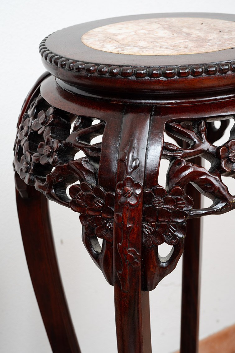 A Pair Of Boxwood And Marble Plant Stands Dating From The Early 20th Century.-photo-1