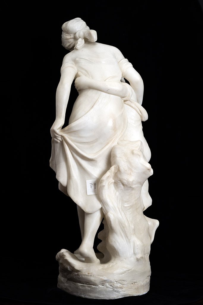 Sculpture ancienne Napoléon III en albâtre, France, XIXe siècle.-photo-3