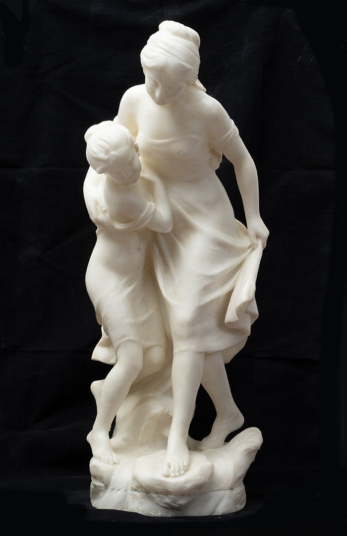 Sculpture ancienne Napoléon III en albâtre, France, XIXe siècle.