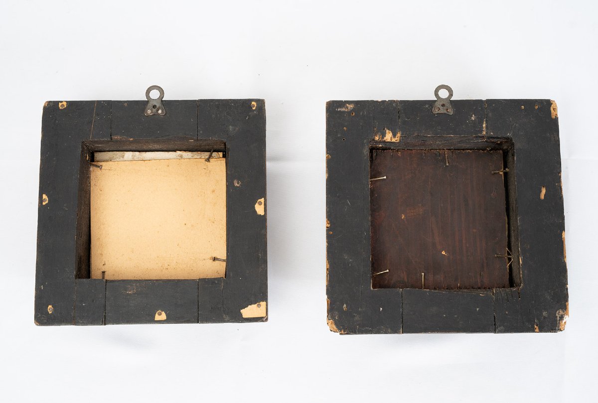 Pair Of Antique Miniatures Made In Naples In The 19th Century-photo-3