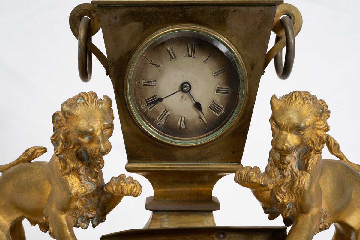 Encrier ancien avec horloge, France, XIXe siècle.-photo-2