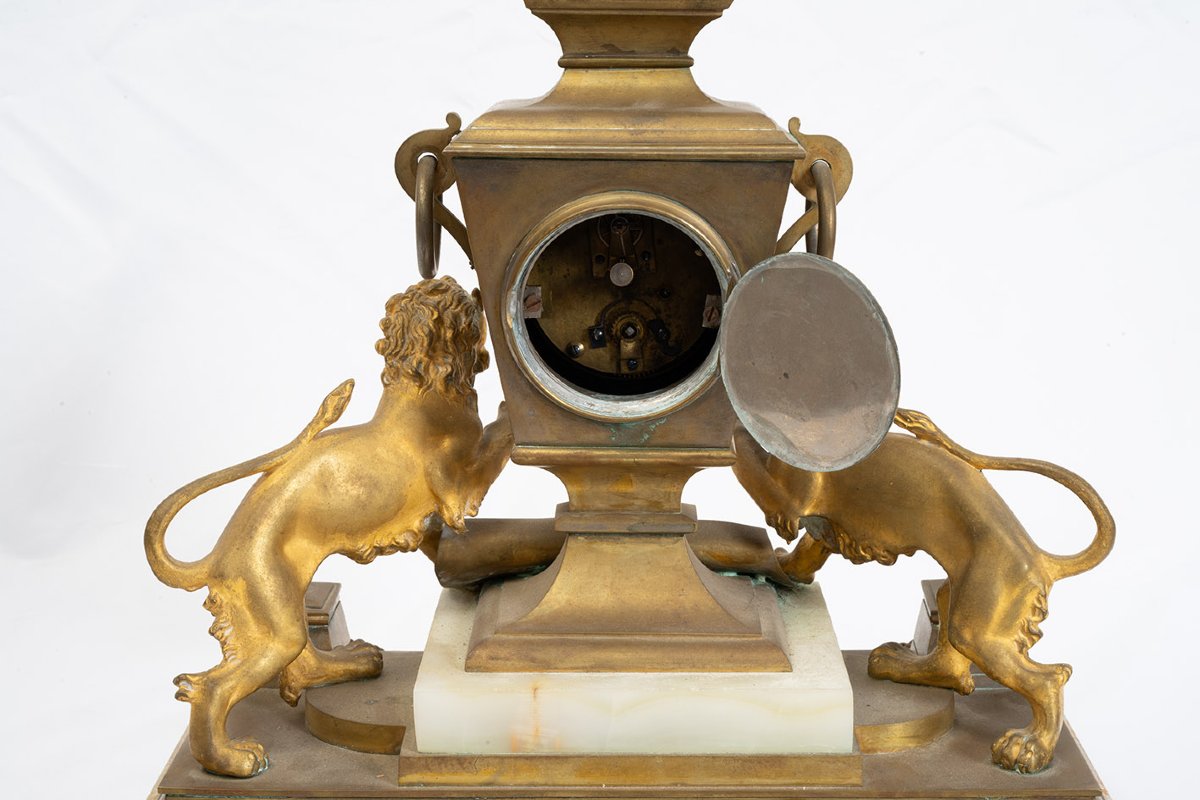Encrier ancien avec horloge, France, XIXe siècle.-photo-3