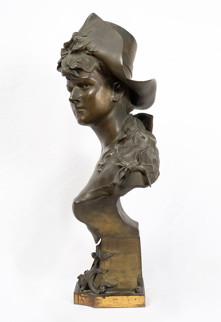 Sculpture ancienne en bronze signée « A. NELSON ». France, XIXe siècle.-photo-2