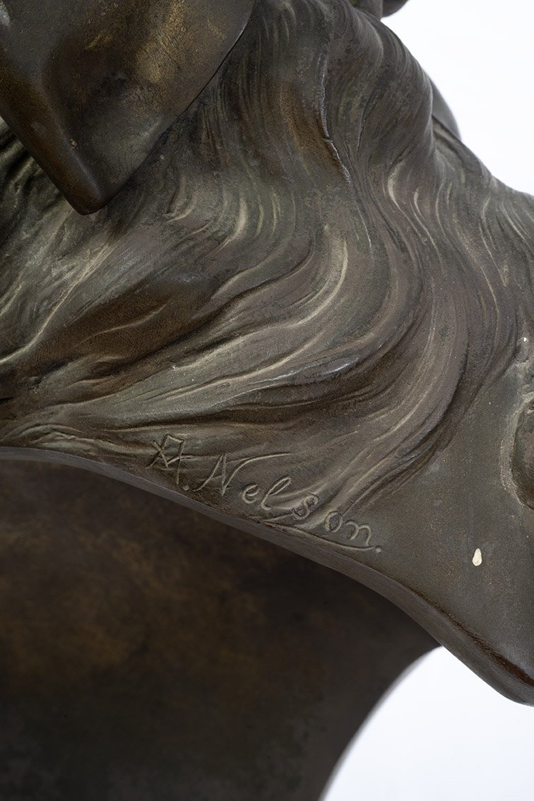 Sculpture ancienne en bronze signée « A. NELSON ». France, XIXe siècle.-photo-3