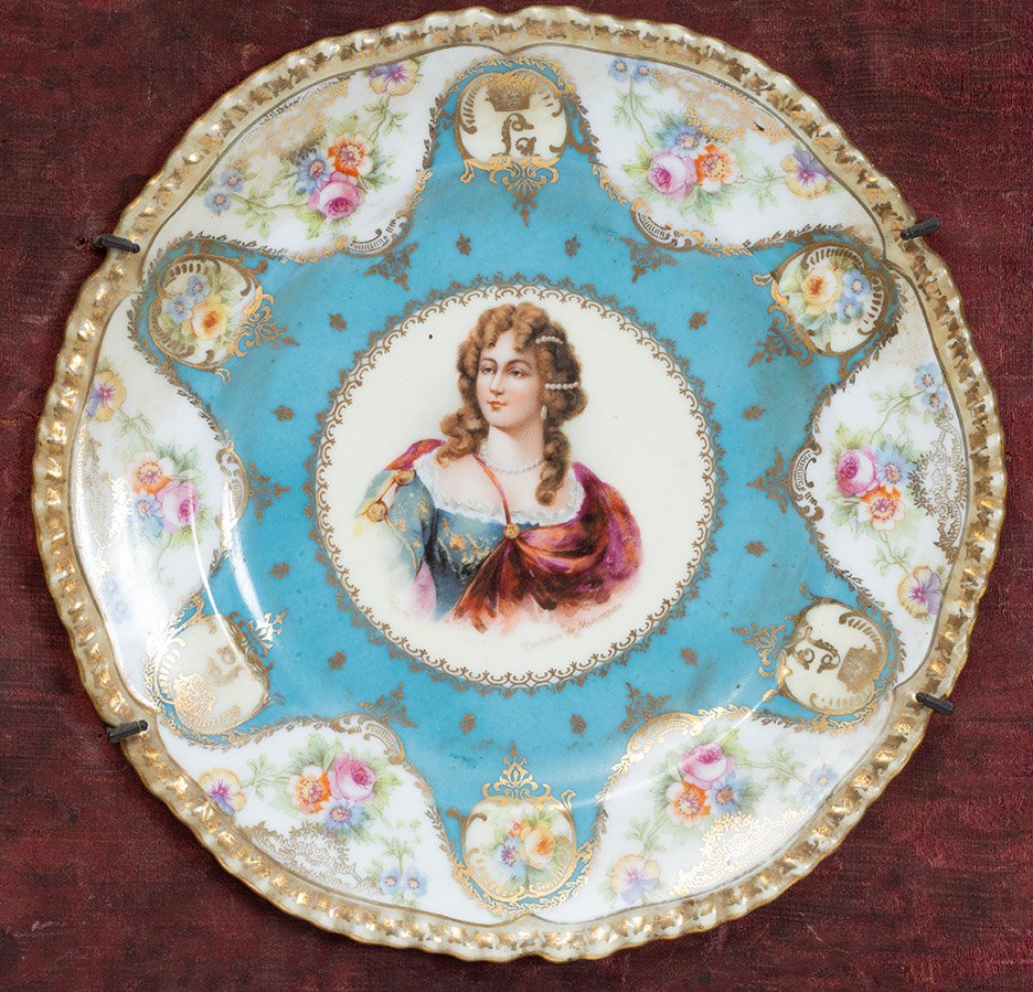 Pair Of Antique Ceremonial Plates In Polychrome Sèvres Porcelain, 19th Century-photo-3
