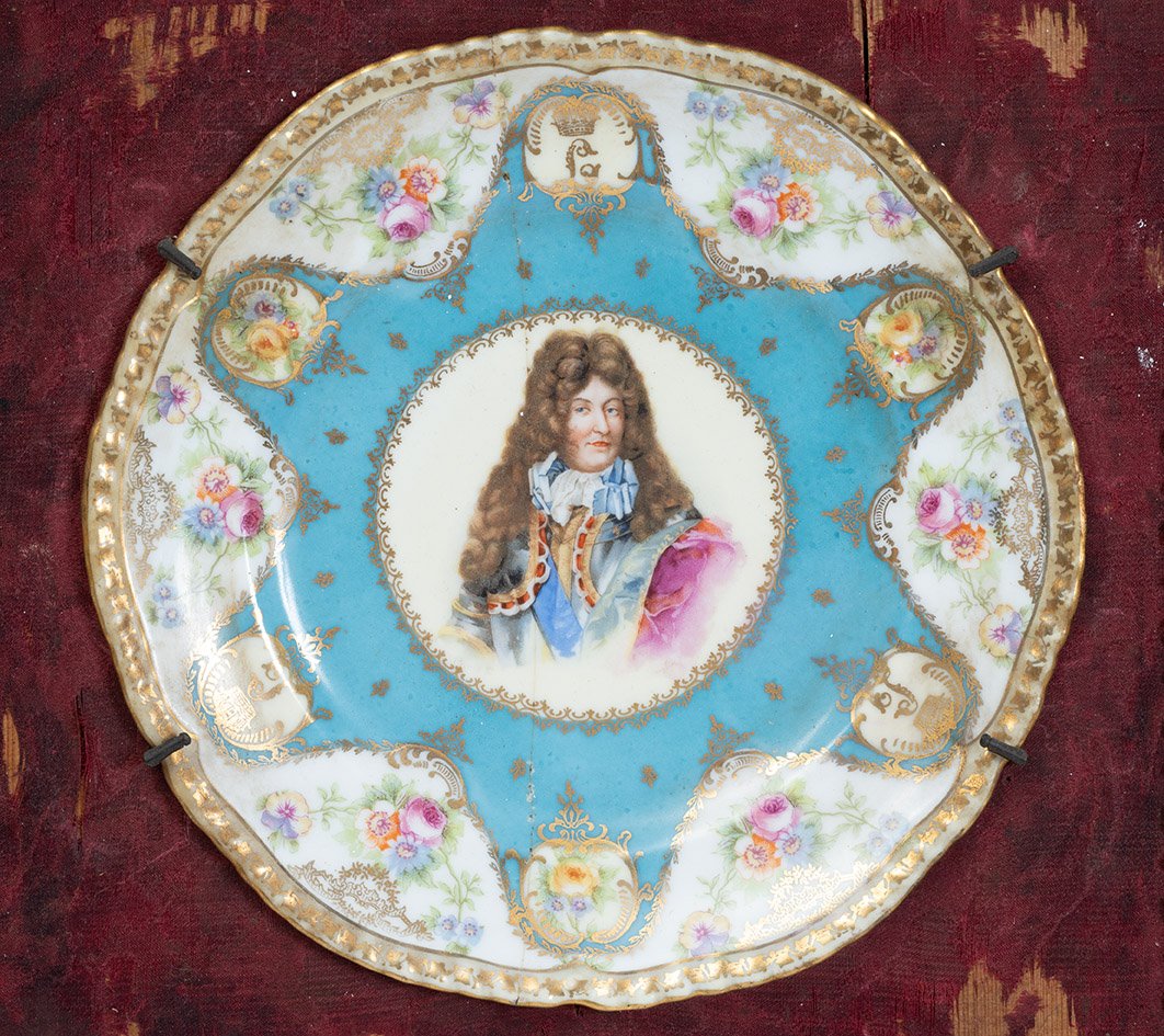 Pair Of Antique Ceremonial Plates In Polychrome Sèvres Porcelain, 19th Century-photo-4