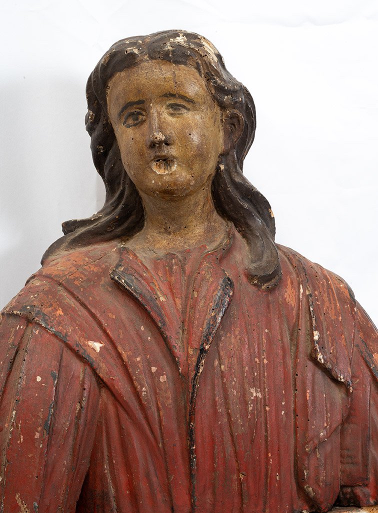 Antique Polychrome Wooden Reliquary Bust Dating From The Late 17th Century. Spain-photo-4