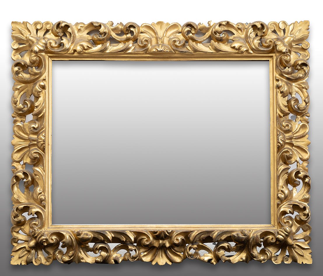 Antique Gilded And Carved Wooden Frame Of Florentine Origin, 19th Century