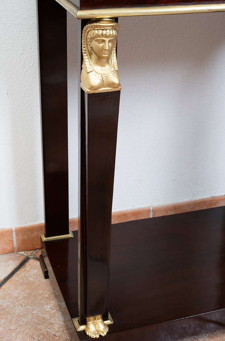 An Antique French Empire-style Console Table Dating From The Consulate Period In The Early 19th Century.-photo-4