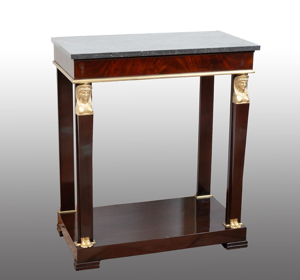 An Antique French Empire-style Console Table Dating From The Consulate Period In The Early 19th Century.