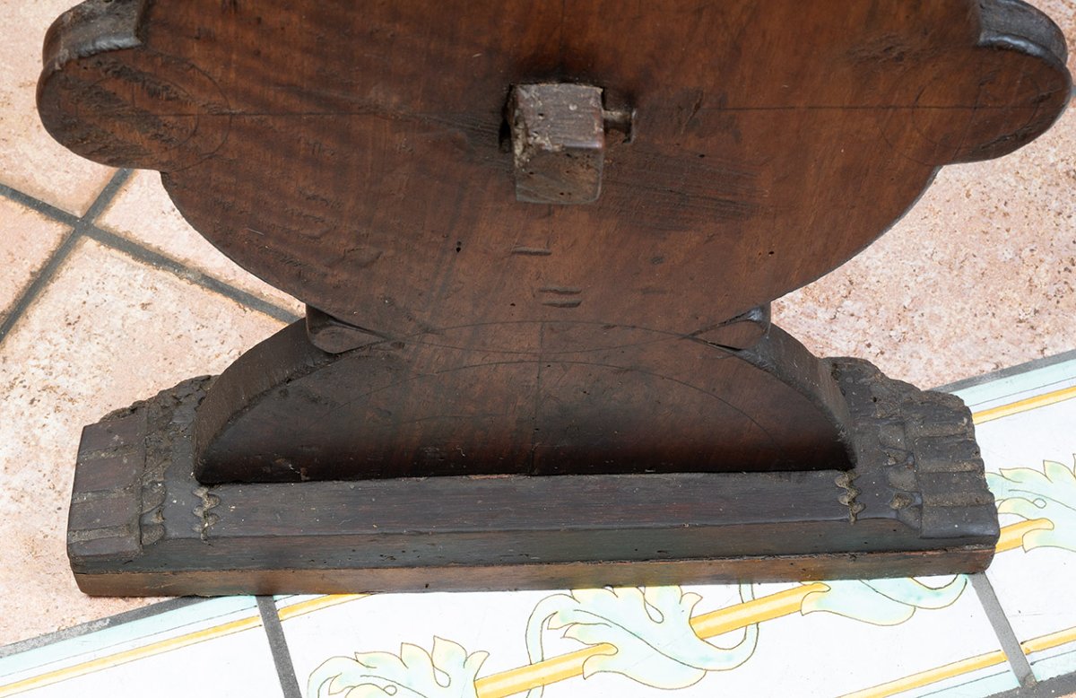 Antique Table With An "asse Di Coppe" Leg, Made Entirely Of Solid Walnut, 17th Century-photo-3