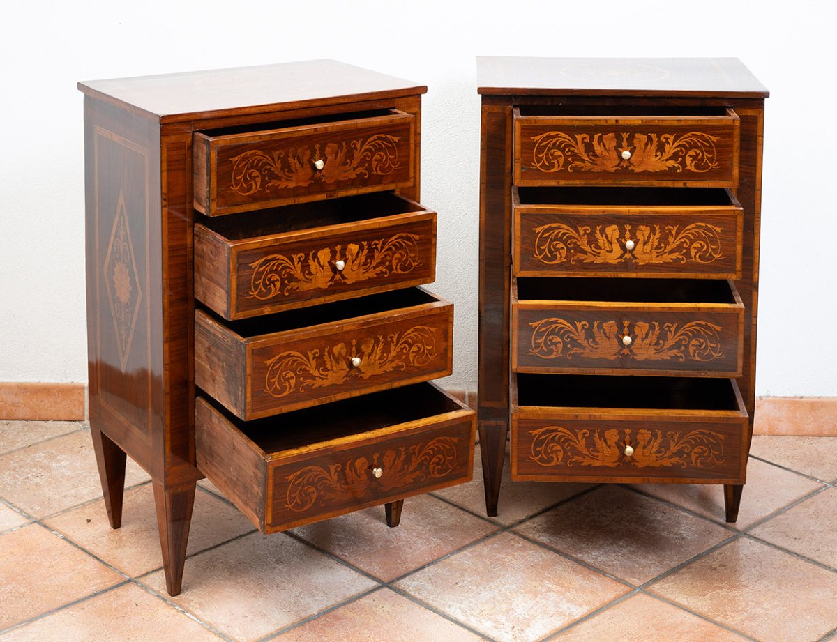 Pair Of Antique Louis XVI-style Nightstands From The 19th Century-photo-2