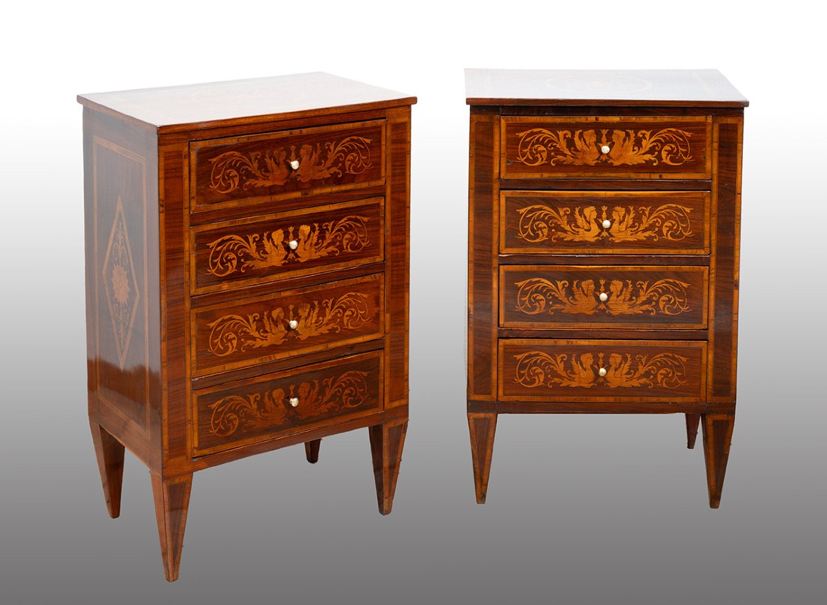 Pair Of Antique Louis XVI-style Nightstands From The 19th Century