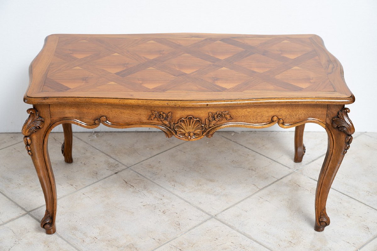 Low Coffee Table Made Of Solid Walnut