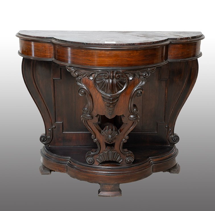 Console napolitaine Louis Philippe ancienne du XIXe siècle.