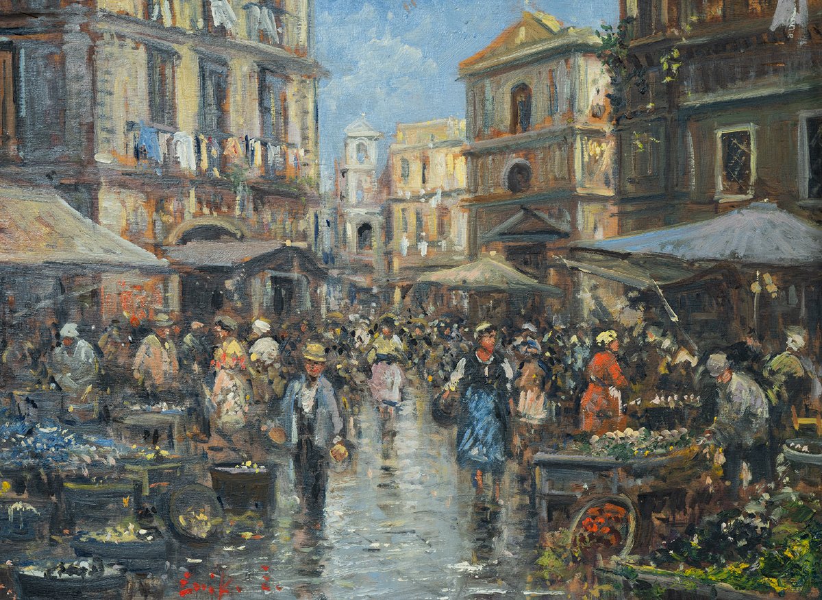 Antique Oil Painting On Wood, 20th Century-photo-4