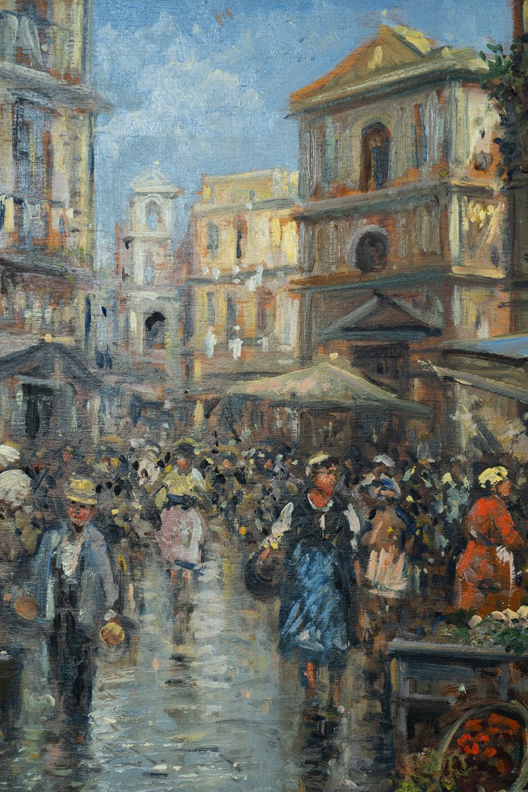 Antique Oil Painting On Wood, 20th Century-photo-2
