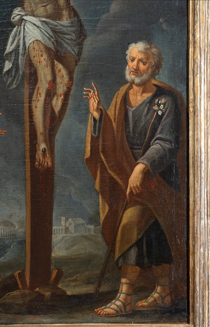 Antique Oil-on-canvas Painting Depicting The Crucifixion Of Christ, 18th Century-photo-1