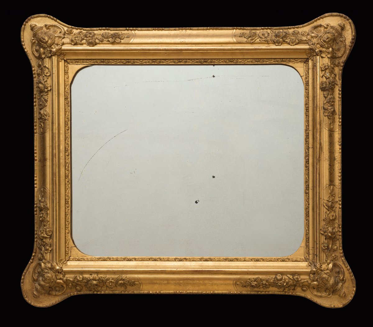 Antique Napoleon III Mirror In Golden Wood 19th Century.