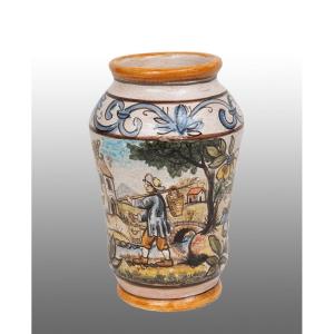 Ancient Majolica Albarello Period Early 20th Century.