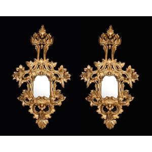 Pair Of Napoleon III Mirrors, 19th Century Period.