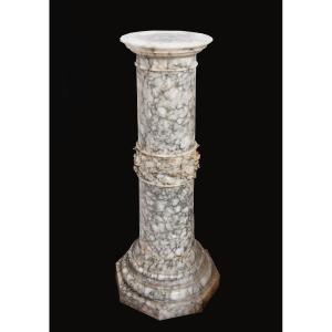 Ancient Alabaster Column From The Second Half Of The 19th Century.