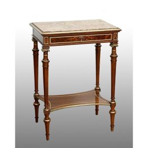 Antique French Napoleon III Coffee Table In Mahogany, 19th Century Period.