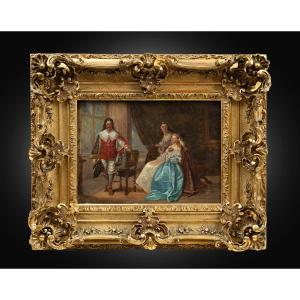 Tableau ancienne huile sur toile France 19ème siècle.