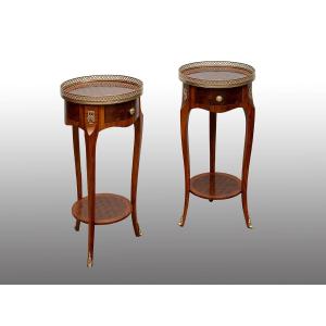 Paire de tables basses anciennes françaises, début XXe siècle.