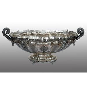 Centre de table ancienne en argent du 20ème siècle Naples