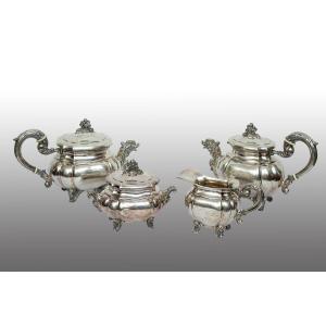 Antique Neapolitan Empire Style Silver Service, 20th Century.