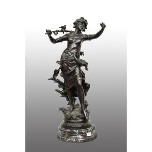 Sculpture en bronze représentant la"Nimphe de bois" signée "Louis Moreau" France 19siecle.
