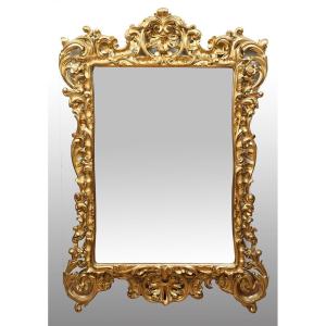 Antique Louis XV-style Mirror In Gilded And Carved Wood. Florence, 19th Century.