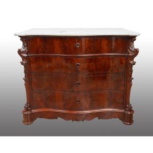 Antique Louis Philippe Neapolitan Chest Of Drawers In Mahogany. 19th Century.