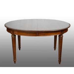 Antique Napoleon III Extendable Table In Solid Walnut. 19th Century.