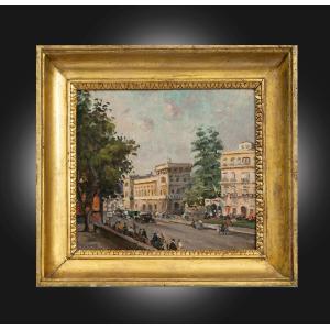 Tableau ancienne Huile sur toile Signé De Corsi. Naples XIXe siècle.