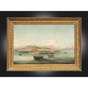 Tableau ancienne huile sur toile Naples. XIXe siècle.