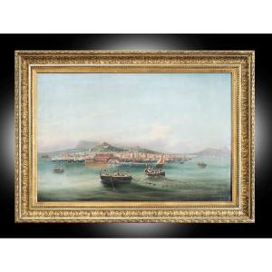 Tableau ancienne huile sur toile Naples. XIXe siècle.