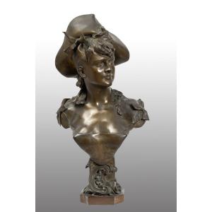 Antique Sculpture Of Napoleon III In Patinated Bronze, 19th Century.