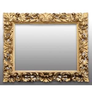 Antique Gilded And Carved Wooden Frame Of Florentine Origin, 19th Century