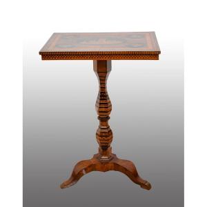 A Sorrentino Coffee Table Made Of Fine Exotic Woods, Dating From The First Half Of The 19th Century.